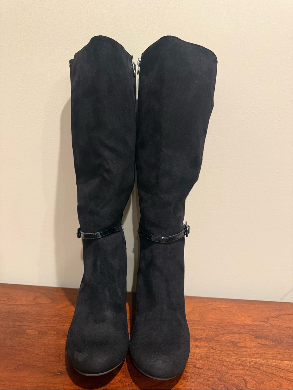 Dana Buchman Black Knee-High Wedge Boots - Picture 2 of 11